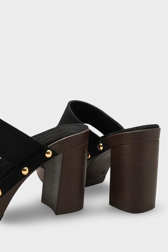 Capone Jelene Platform Suede Look Single Band Women Sued Black Clog image 5