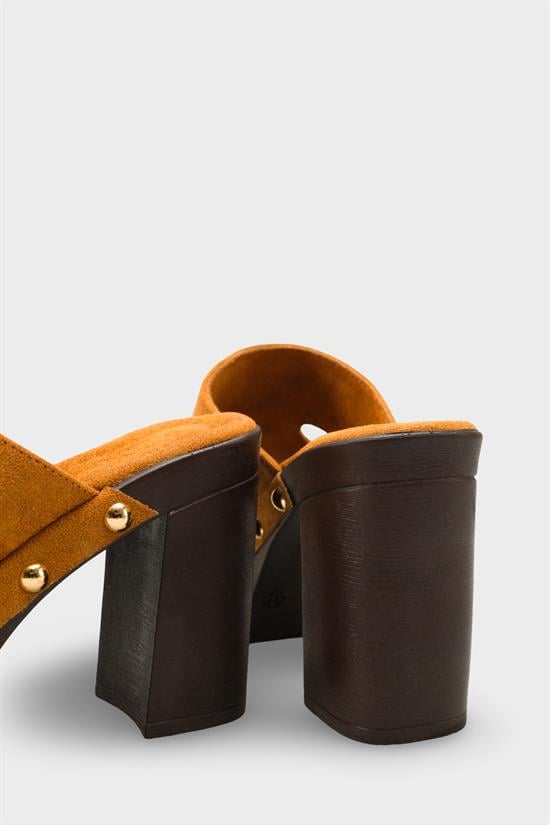 Capone Jelene Platform Suede Look Single Band Women Sued Tan Clog image 5