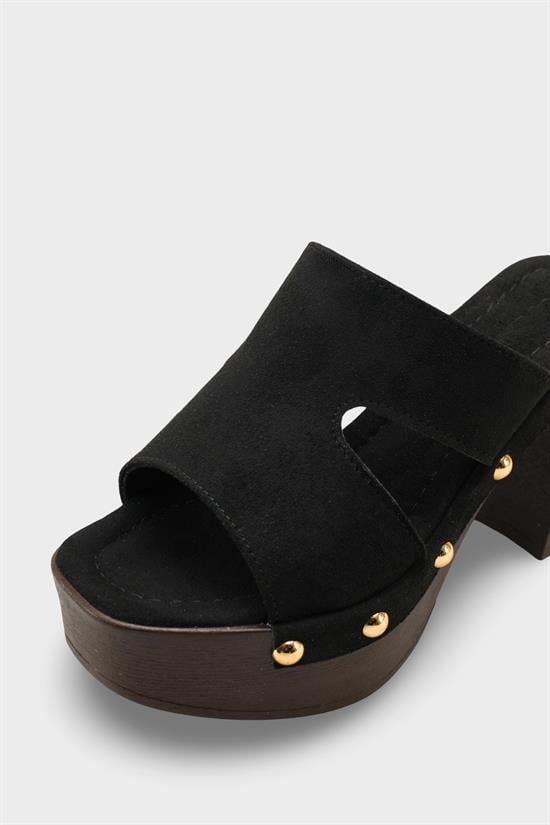 Capone Jelene Platform Suede Look Single Band Women Sued Black Clog image 4