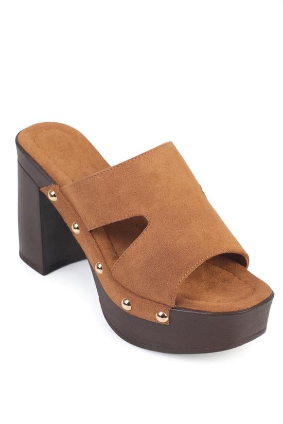 Capone Jelene Platform Suede Look Single Band Women Sued Tan Clog