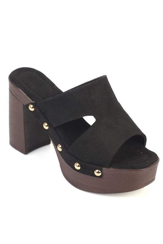 Capone Jelene Platform Suede Look Single Band Women Sued Black Clog