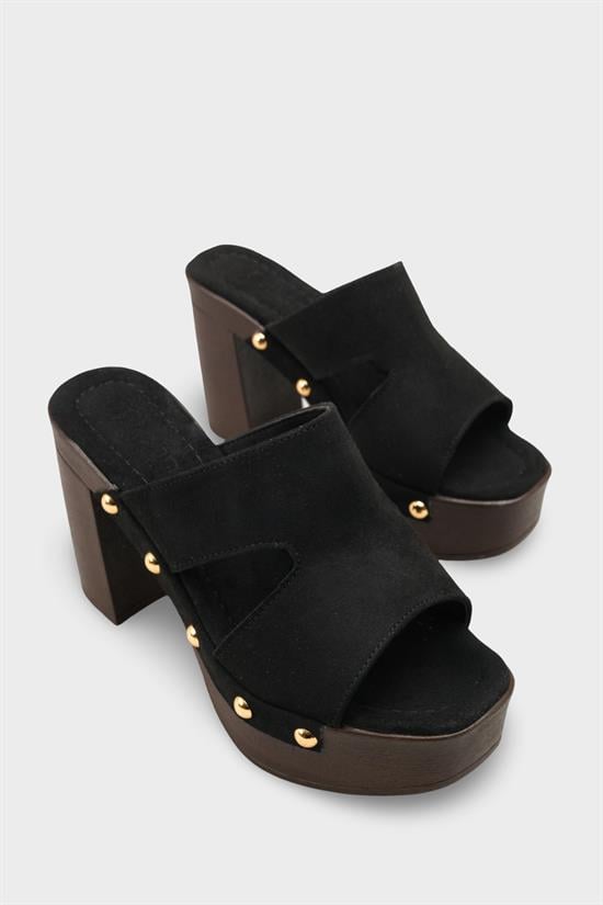 Capone Jelene Platform Suede Look Single Band Women Sued Black Clog image 3