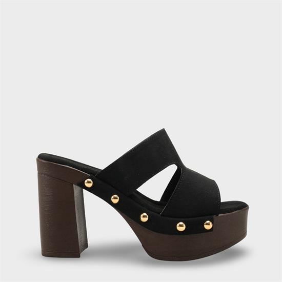 Capone Jelene Platform Suede Look Single Band Women Sued Black Clog image 2