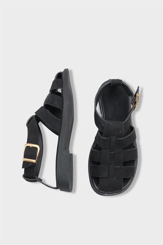 Capone Jennife Suede Look Gladiator Women Sued Black Sandal image 6