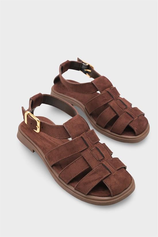 Capone Jennife Suede Look Gladiator Women Sued Brown Sandal image 3
