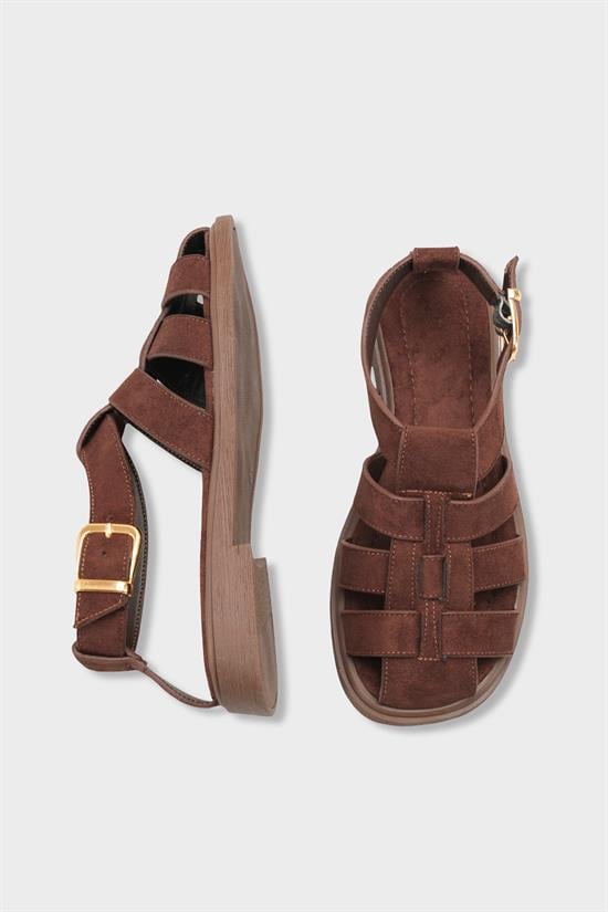 Capone Jennife Suede Look Gladiator Women Sued Brown Sandal image 6