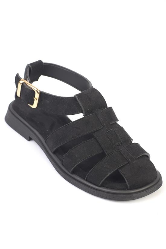 Capone Jennife Suede Look Gladiator Women Sued Black Sandal