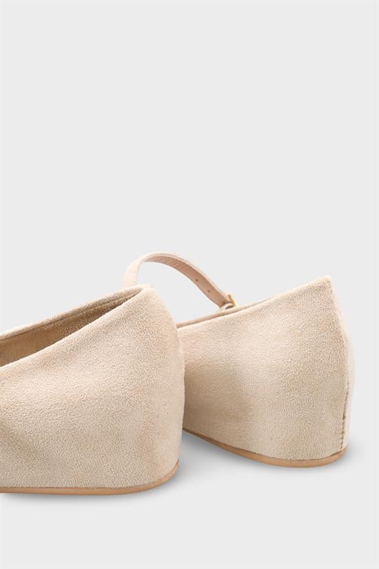 Capone Joell  Suede Look Hidden Wedge Metal Buckle Women Sued Mink Ballet Flat image 6