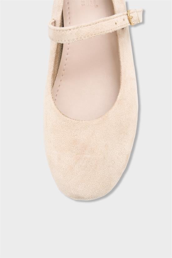 Capone Joell  Suede Look Hidden Wedge Metal Buckle Women Sued Mink Ballet Flat image 4