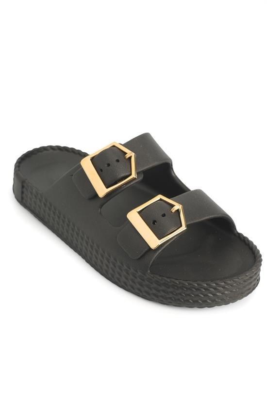 Capone Jolyn EVA Double Buckle Women Black Sandal