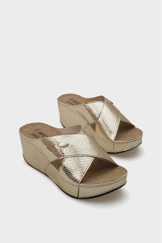 Capone Kaja 6175 Women Gold Platform Cross Band Sandals image 3