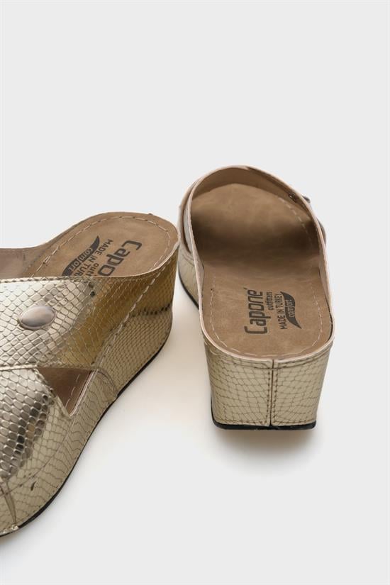 Capone Kaja 6175 Women Gold Platform Cross Band Sandals image 5