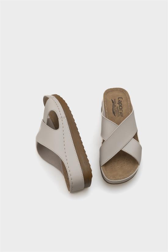 Capone Kandy Z0632 Women Beige Slide Comfort Anatomical Cross Band Sandals image 3