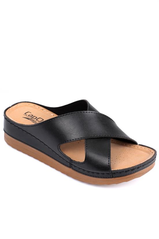 Capone Z0632 Women Black Slide Comfort Anatomical Cross Band Sandals image 3