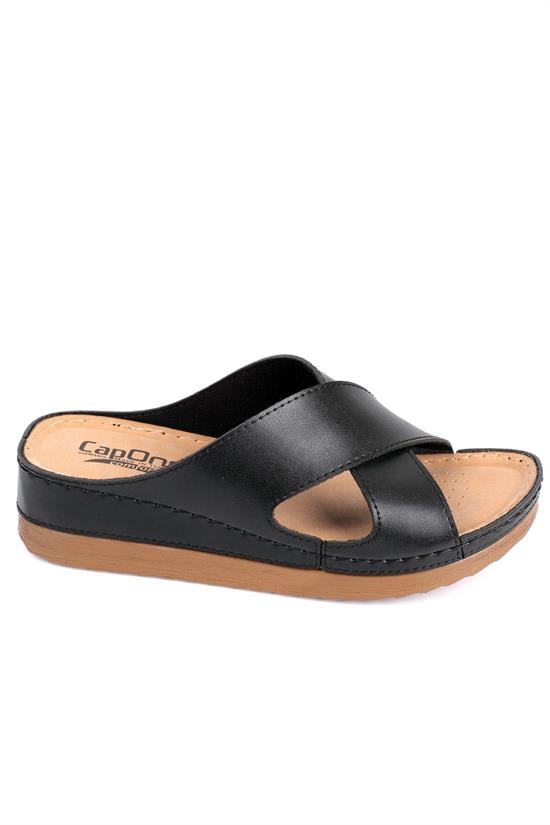 Capone Z0632 Women Black Slide Comfort Anatomical Cross Band Sandals image 5