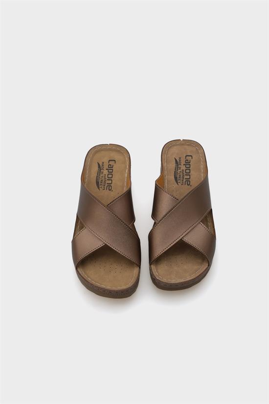 Capone Kandy Z0632 Women Copper Slide Comfort Anatomical Cross Band Sandals image 5