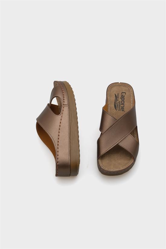 Capone Kandy Z0632 Women Copper Slide Comfort Anatomical Cross Band Sandals image 2