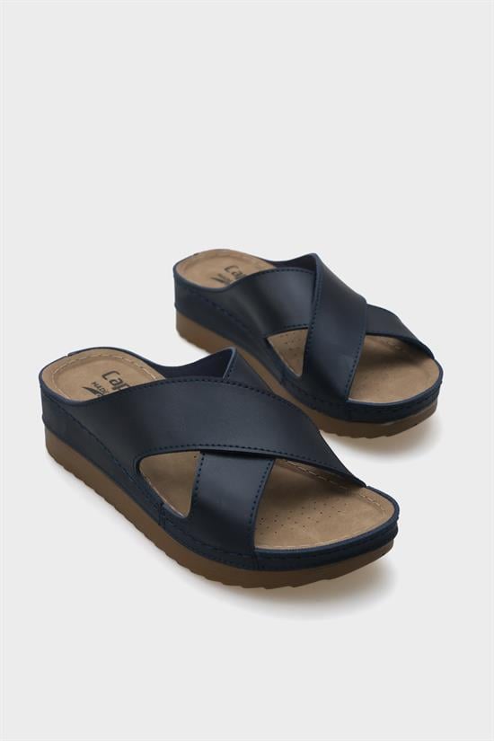 Capone Kandy Z0632 Women Navy Slide Comfort Anatomical Cross Band Sandals image 3
