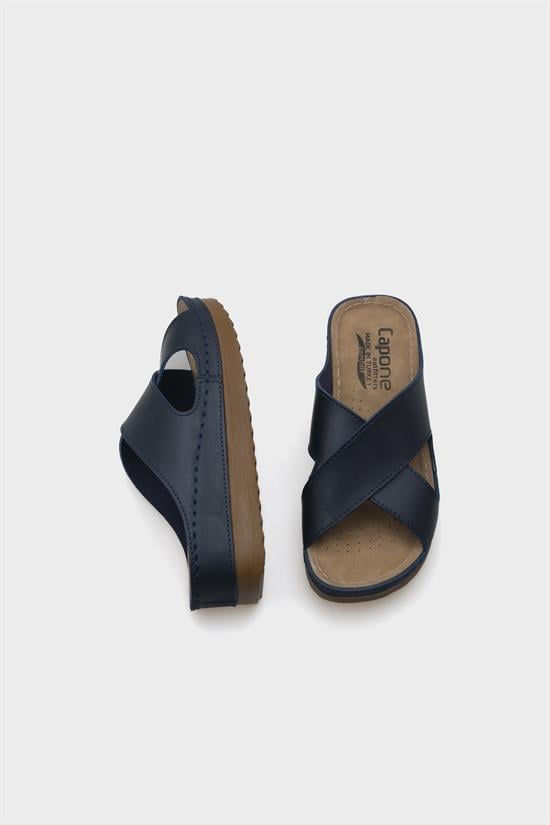 Capone Kandy Z0632 Women Navy Slide Comfort Anatomical Cross Band Sandals image 2