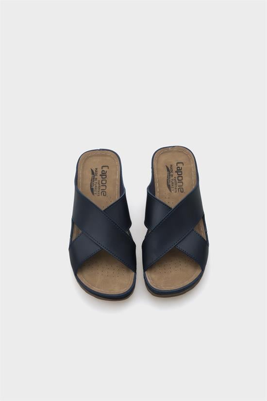 Capone Kandy Z0632 Women Navy Slide Comfort Anatomical Cross Band Sandals image 5