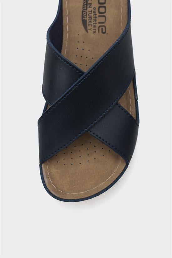 Capone Kandy Z0632 Women Navy Slide Comfort Anatomical Cross Band Sandals image 6