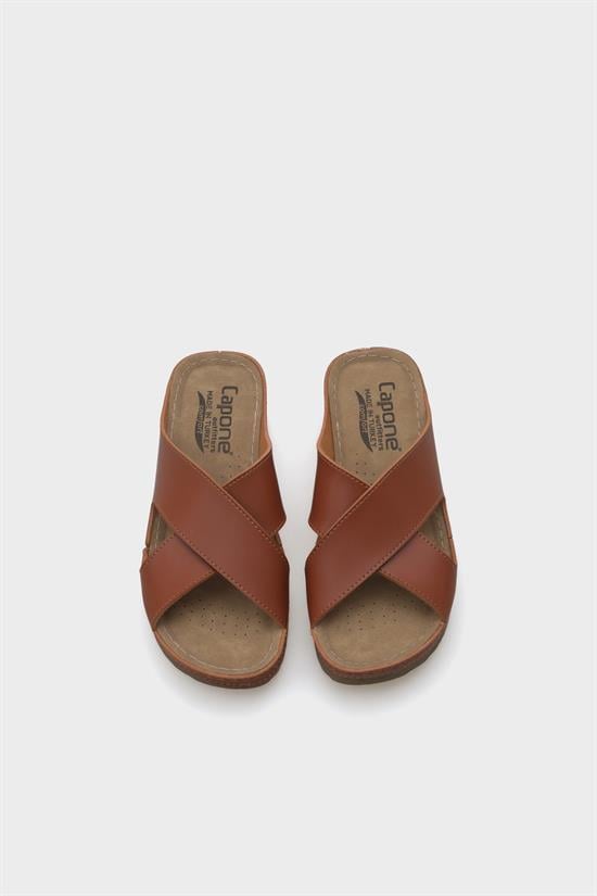 Capone Kandy Z0632 Women Tan Slide Comfort Anatomical Cross Band Sandals image 6
