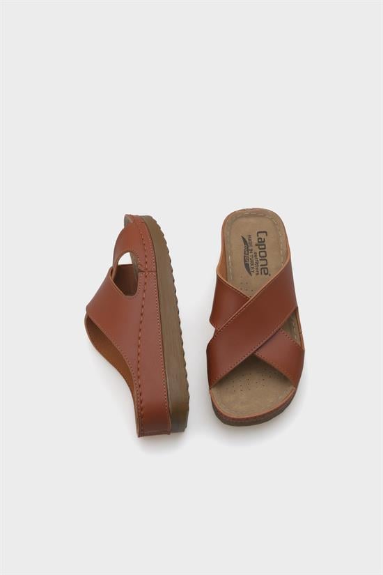 Capone Kandy Z0632 Women Tan Slide Comfort Anatomical Cross Band Sandals image 3