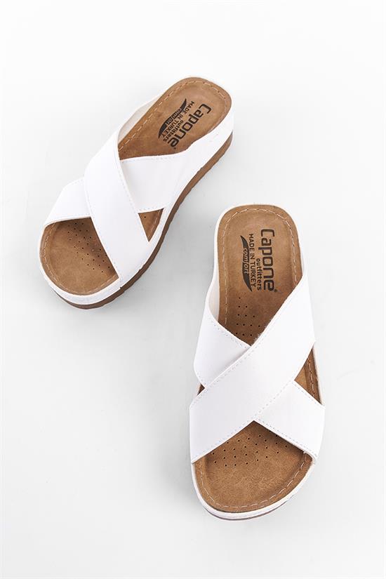 Capone Kandy Z0632 Women White Slide Comfort Anatomical Cross Band Sandals image 3