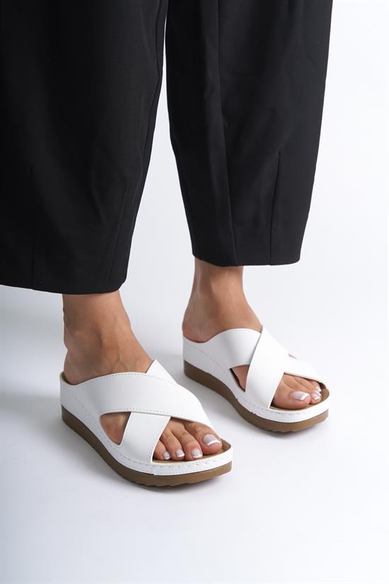 Capone Kandy Z0632 Women White Slide Comfort Anatomical Cross Band Sandals image 6