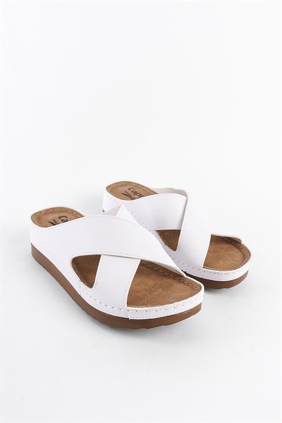 Capone Kandy Z0632 Women White Slide Comfort Anatomical Cross Band Sandals image 5
