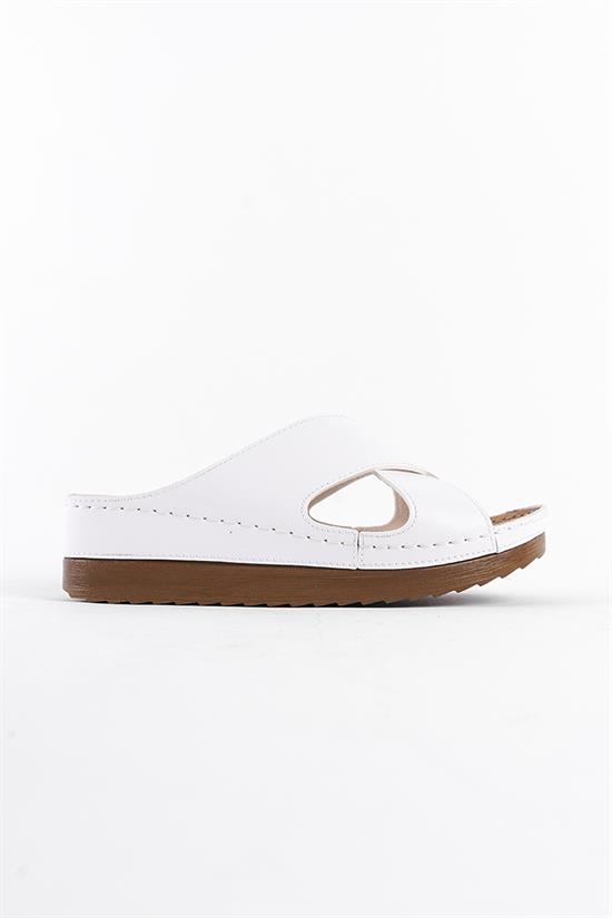 Capone Kandy Z0632 Women White Slide Comfort Anatomical Cross Band Sandals image 4