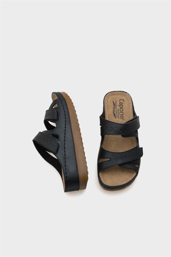 Capone Kara Z0679 Women Black Slide Comfort Anatomical Adjustable Double Band Sandals image 5