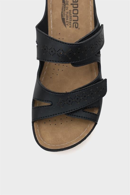 Capone Kara Z0679 Women Black Slide Comfort Anatomical Adjustable Double Band Sandals image 6