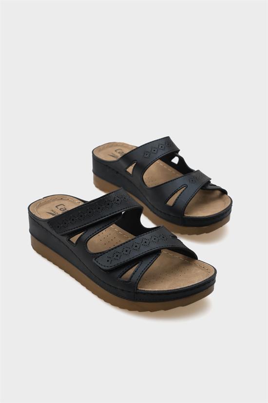 Capone Kara Z0679 Women Black Slide Comfort Anatomical Adjustable Double Band Sandals image 4