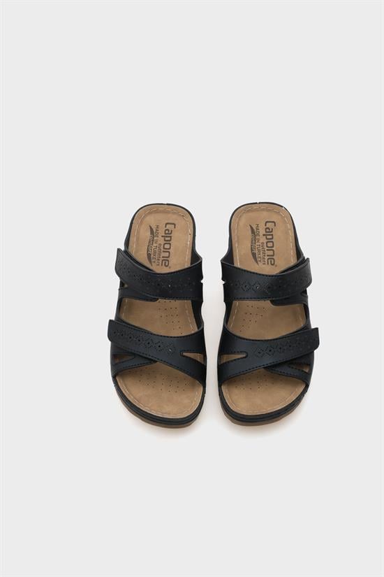 Capone Kara Z0679 Women Black Slide Comfort Anatomical Adjustable Double Band Sandals image 3