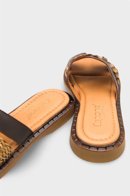 Capone Kayla Genuine Leather Raffia Flat Heel Women Brown Sandal image 5