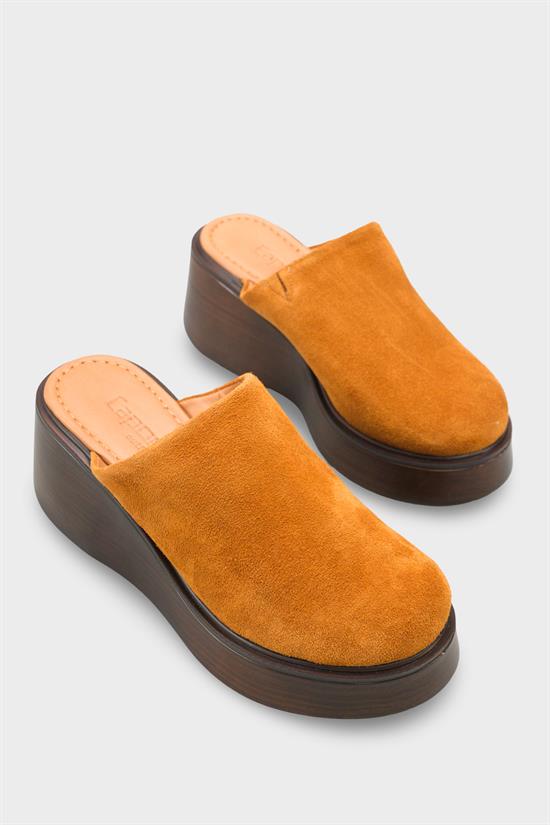 Capone Kelcey Genuine Suede Wedge Heel Women Tan Clog image 2