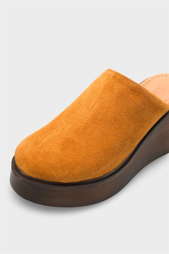 Capone Kelcey Genuine Suede Wedge Heel Women Tan Clog image 3