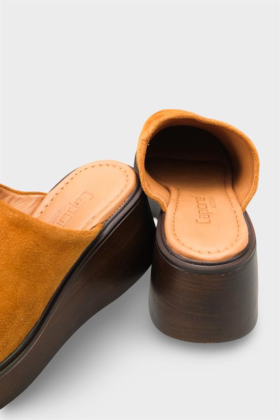 Capone Kelcey Genuine Suede Wedge Heel Women Tan Clog image 4
