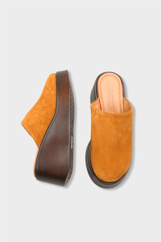 Capone Kelcey Genuine Suede Wedge Heel Women Tan Clog image 5