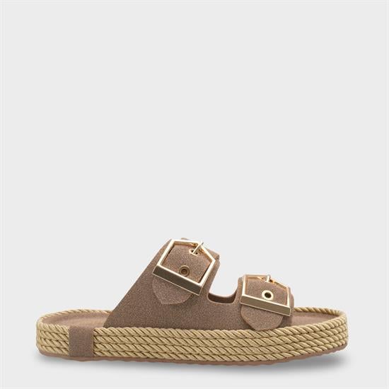 Capone Keslie Suede Look Metal Buckle Comfort Women Mink Sandal image 2