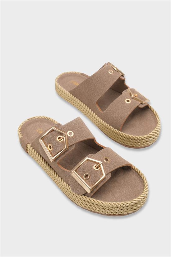 Capone Keslie Suede Look Metal Buckle Comfort Women Mink Sandal image 3