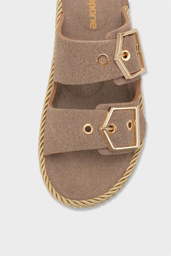 Capone Keslie Suede Look Metal Buckle Comfort Women Mink Sandal image 4