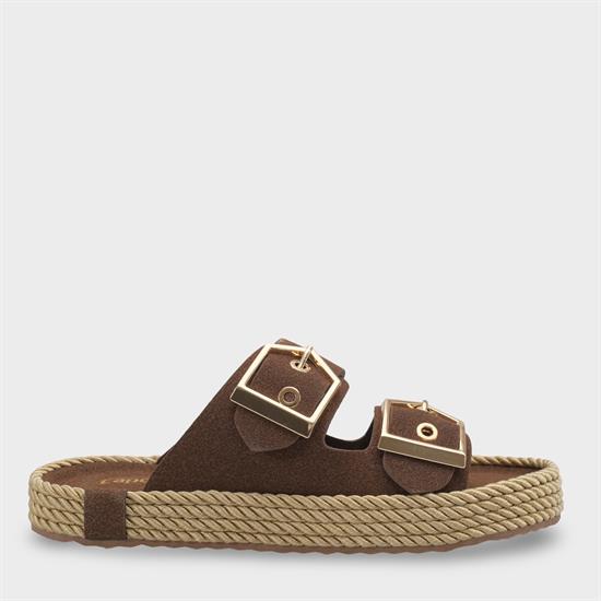 Capone Keslie Suede Look Metal Buckle Comfort Women Brown Sandal image 2