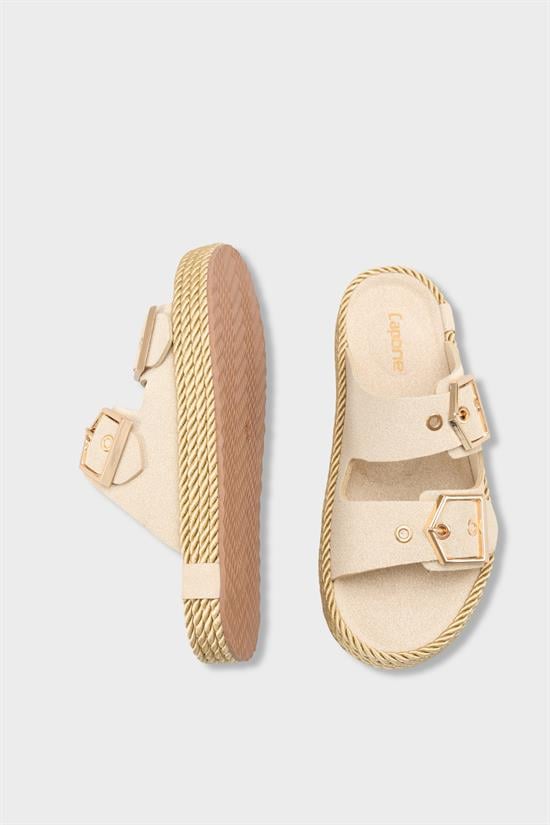 Capone Keslie Suede Look Metal Buckle Comfort Women Beige Sandal image 6