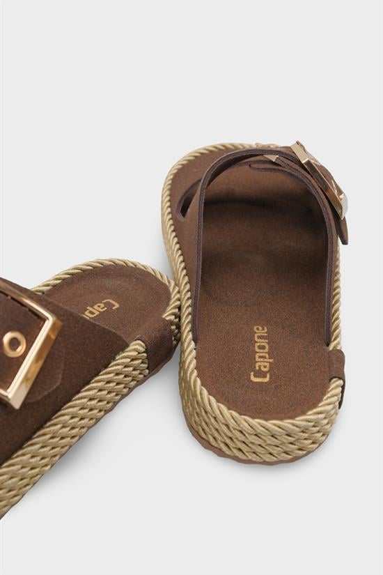 Capone Keslie Suede Look Metal Buckle Comfort Women Brown Sandal image 5
