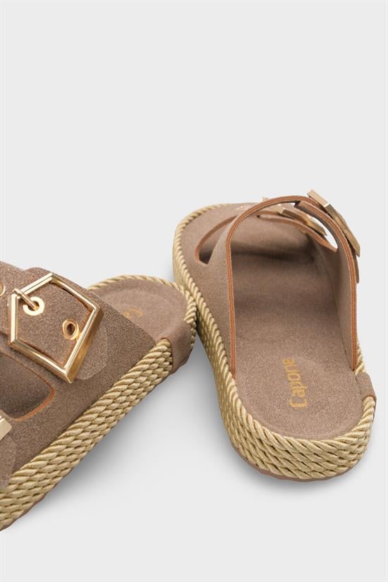 Capone Keslie Suede Look Metal Buckle Comfort Women Mink Sandal image 5