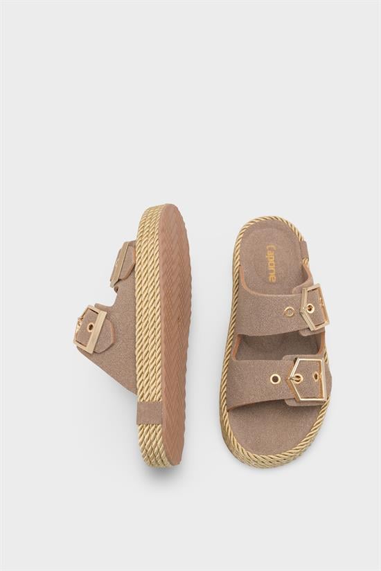 Capone Keslie Suede Look Metal Buckle Comfort Women Mink Sandal image 6