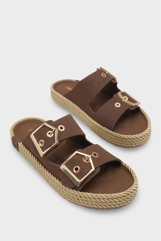 Capone Keslie Suede Look Metal Buckle Comfort Women Brown Sandal image 3