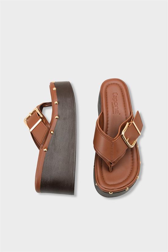 Capone Kristi Wedge Heel Thong Women Brown Clog image 6